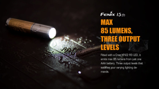 Ліхтар-брелок Fenix F15 Cree XP-E2 R3, сірий, 85 лм