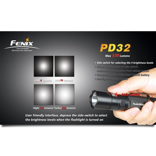 Кишеньковий ліхтар Fenix PD32, сірий, XP-G LED S2, 740 люмен