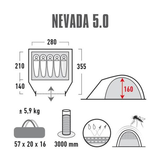 Палатка High Peak Nevada 5.0 (Nimbus Grey)