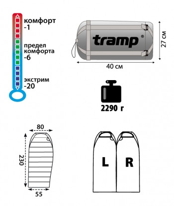 Спальный мешок Tramp Siberia 7000, TRS-010.02, правый
