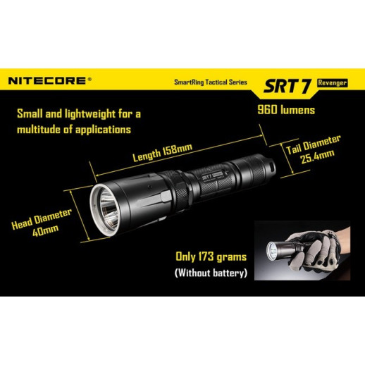 Карманный фонарь Nitecore SRT7, 960 люмен, черный