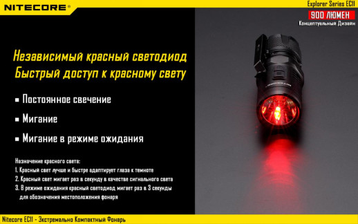 Карманный фонарь Nitecore EC11, 900 люмен