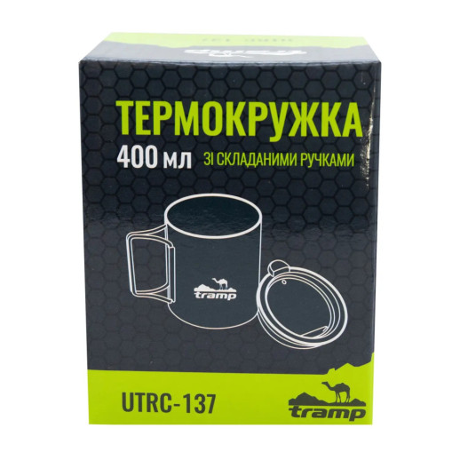 Термокружка TRAMP со складными ручками и поилкой 400мл UTRC-137 оливковый