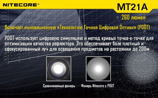 Карманный фонарь Nitecore MT21A, 260 люмен