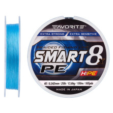 Шнур Favorite Smart PE 8x 150м #2.0/0.242mm 25lb/13.8kg, голубой