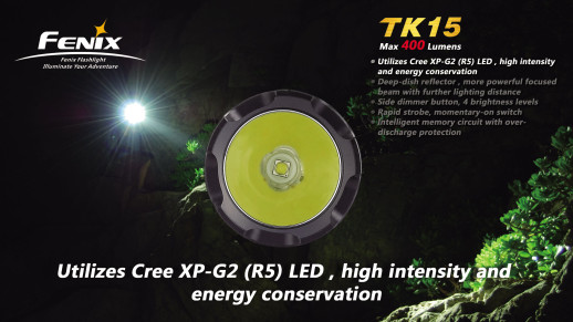 Тактический фонарь Fenix TK15 Cree XP-G2 R5 LED, серый, 450 люмен