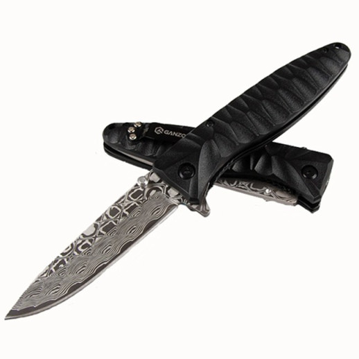 Складной нож Ganzo G620, черный с травлением