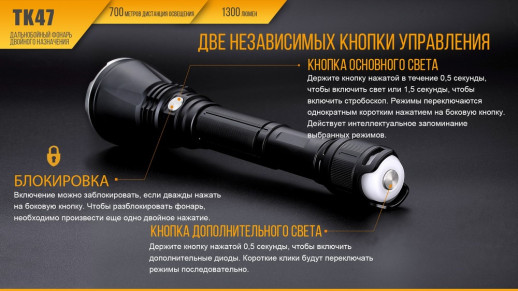 Тактический фонарь Fenix TK47 Cree XHP35 HI, черный