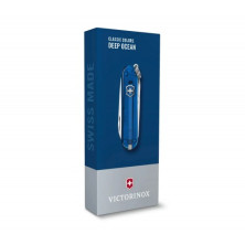 Нож-брелок Victorinox Classic SD Transparent Colors Deep Ocean (0.6223.T2G) 7 функций, 58 мм, Gift Box