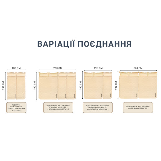 Самонадувний килимок двомісний з подушкою Naturehike CNK2300DZ014, 30 мм, бежевий