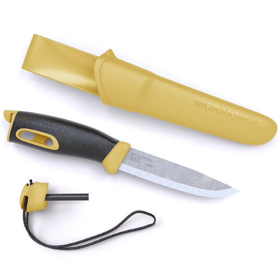 Ніж туристичний Morakniv Companion Spark Yellow 13573, нержавіюча сталь, кресало, жовтий