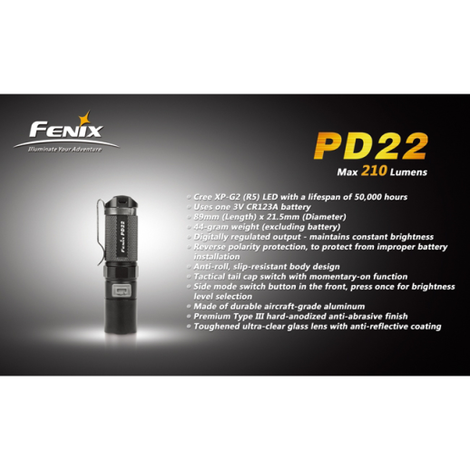 Кишеньковий Ліхтар Fenix PD22, чорний, CREE XP-G2 LED R5