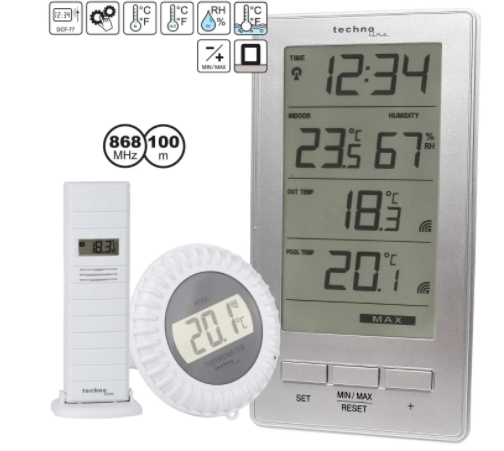 Термогігрометр Technoline WS9069 IT-сріблястий
