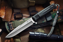 Ніж Kizlyar Supreme Delta сатин, сталь D2, Камо піхви