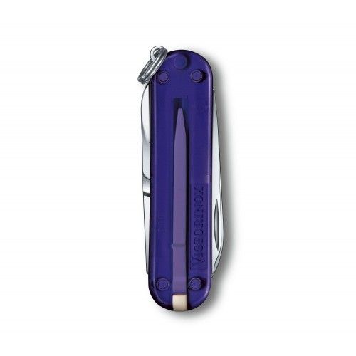 Нож-брелок Victorinox Classic SD Transparent Colors Persian Indigo (0.6223.T29G) 7 функций, 58 мм, Gift Box