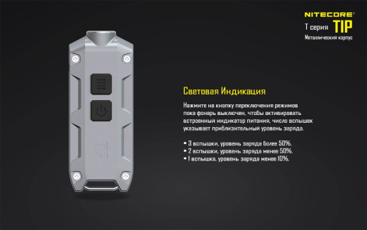 Ліхтар-брелок Nitecore TIP, 360 люмен (сірий)