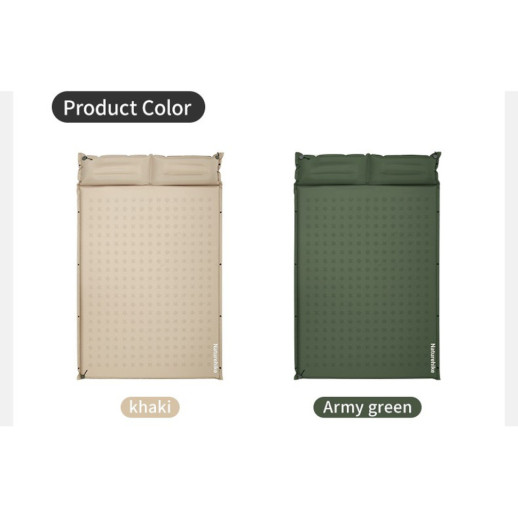 Матрац туристичний із подушкою, самонадувний двомісний Naturehike CNK2550WS025, вологостійкий, 200 х 130 х 6 см, зелений