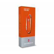 Нож-брелок Victorinox Classic SD Transparent Colors, Fire Opal (0.6223.T82G) 7 функций, 58 мм, Gift Box