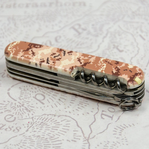 Складаний ніж Victorinox HUNTSMAN ARMY Піксель пісочний з черв. Лого 1.3713.7.W3945p