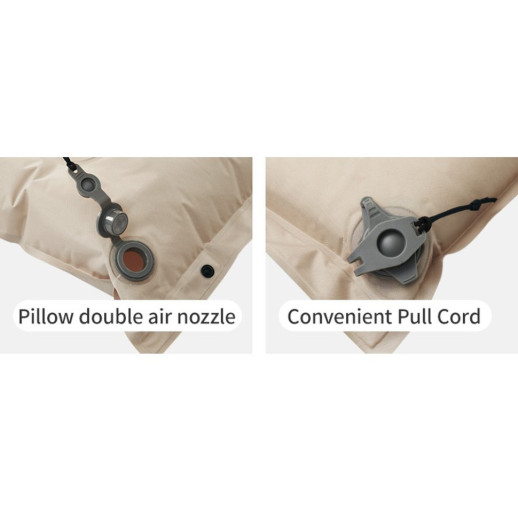 Матрац туристичний із подушкою, самонадувний одномісний Naturehike CNK2550WS025, вологостійкий, 200х65х3 см, зелений