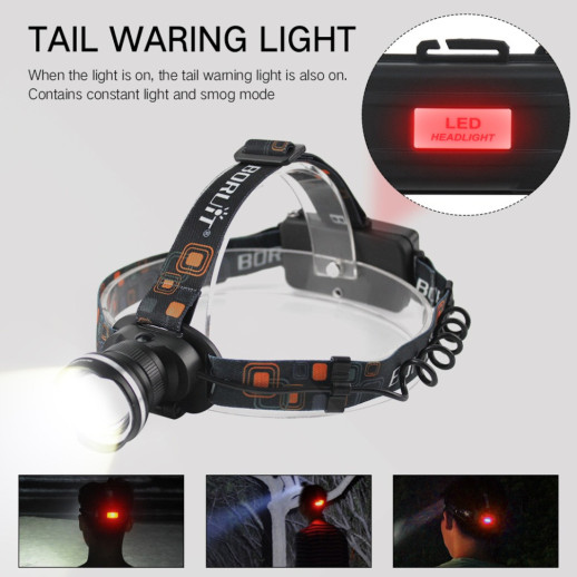 Ліхтар налобний Police W518-TG, 2x18650, ЗП Type-C, zoom, Box