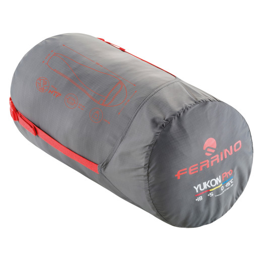 Спальний мішок Ferrino Yukon Pro/+ 0°C Scarlet Red /Grey (Left)