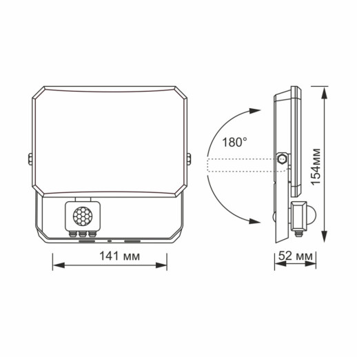 Прожектор VIDEX F3 30W 5000K з датчиком руху 220V Black (VLE-F3-0305B-S)