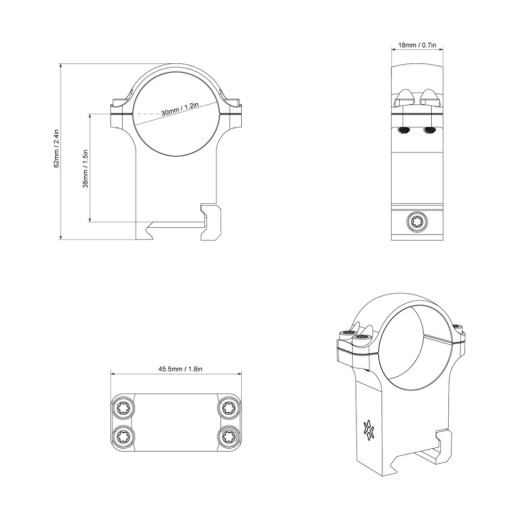Кільця Vector Optics Сталеві 30 мм Weaver високі