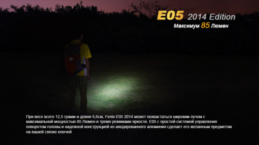 Ліхтар-брелок Fenix E05 (2014 Edition) , сірий, XP-E2 R3 LED, 85 лм фіолетовий