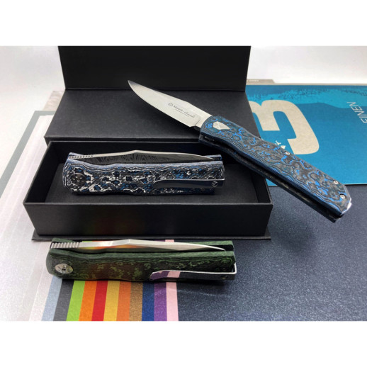 Ніж Maserin Power, Magnacut, fat carbon arctic blue