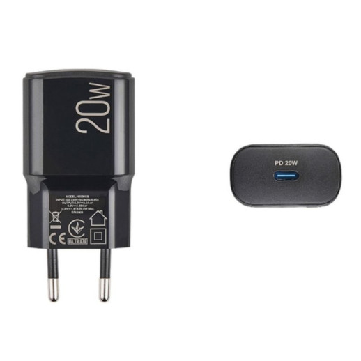 Мережевий зарядний пристрій Brevia ePower PD20W + Cable USB-C to USB-C 1m