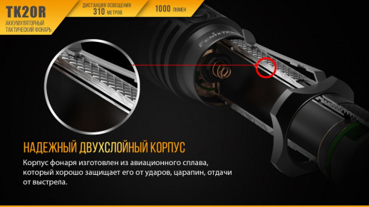 Тактичний ліхтар Fenix TK20R Cree XP-L HI V3, сірий, 1000 лм