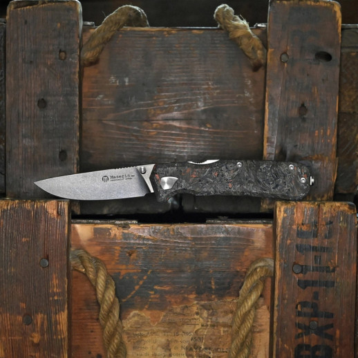 Ніж Maserin Pulse, Magnacut, fat carbon чорно-помаранчевий