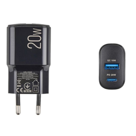 Мережевий зарядний пристрій Brevia ePower PD20W USB-C+USB-A