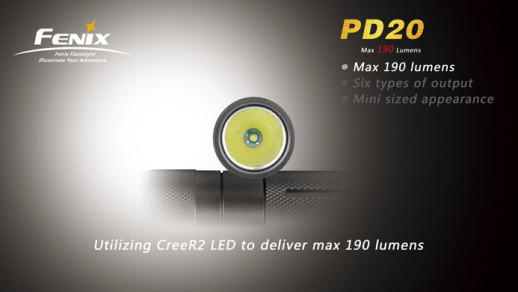 Кишеньковий ліхтар Fenix PD20, сірий, XP-G LED R5, 180 люмен