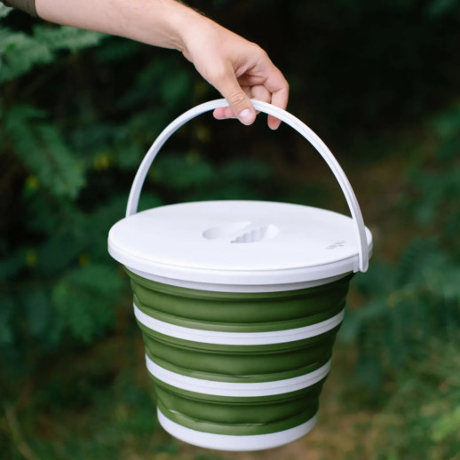 Відро Tribe Water Bucket Lid 10 л силіконове з кришкою T-FJ-0050, olive