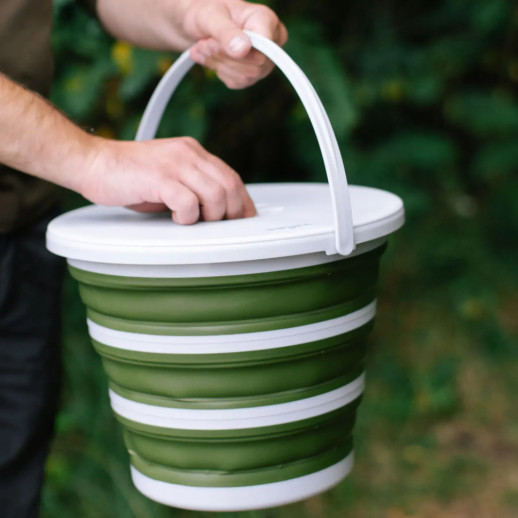 Відро Tribe Water Bucket Lid 10 л силіконове з кришкою T-FJ-0050, olive