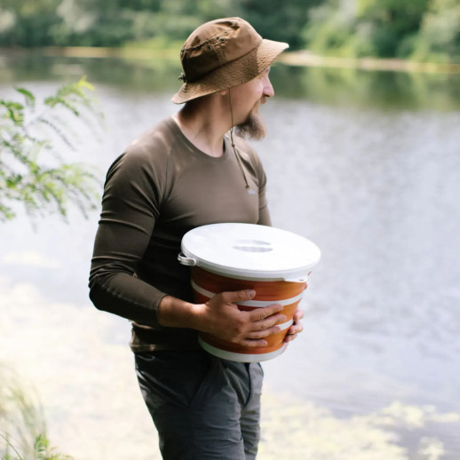 Відро Tribe Water Bucket Lid 10 л силіконове з кришкою T-FJ-0050, terracota