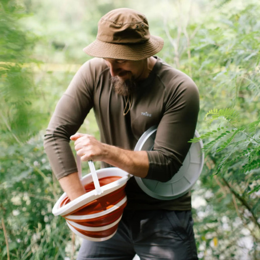 Відро Tribe Water Bucket Lid 10 л силіконове з кришкою T-FJ-0050, terracota
