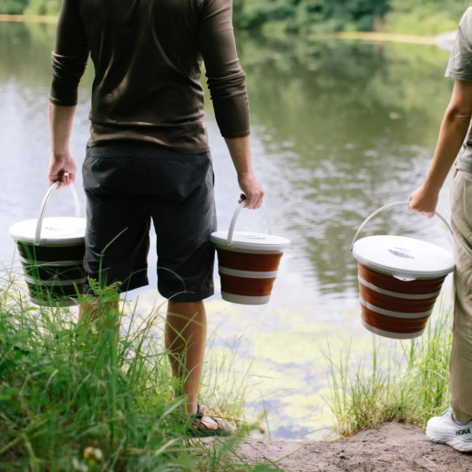 Відро Tribe Water Bucket Lid 10 л силіконове з кришкою T-FJ-0050, terracota