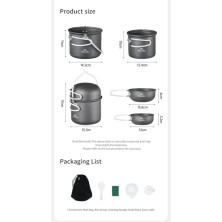 Набір посуду (2 каструлі, 2 кришки) Naturehike NH18T018-G, алюміній