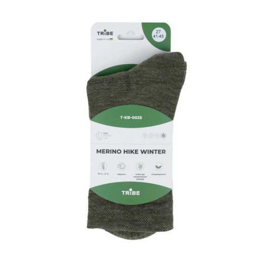 Шкарпетки Tribe Merino Hike Winter T-KB-0025-olive, 38-40
