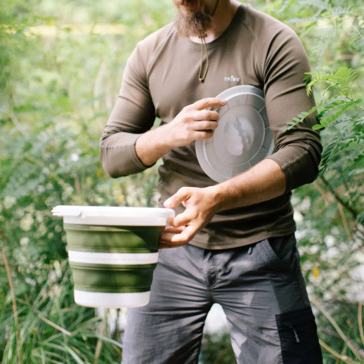 Відро Tribe Water Bucket Lid 5 л силіконове з кришкою T-FJ-0049, olive
