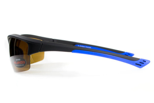Окуляри поляризаційні BluWater Daytona-1 Polarized (brown) коричневі в чорно-синій оправі