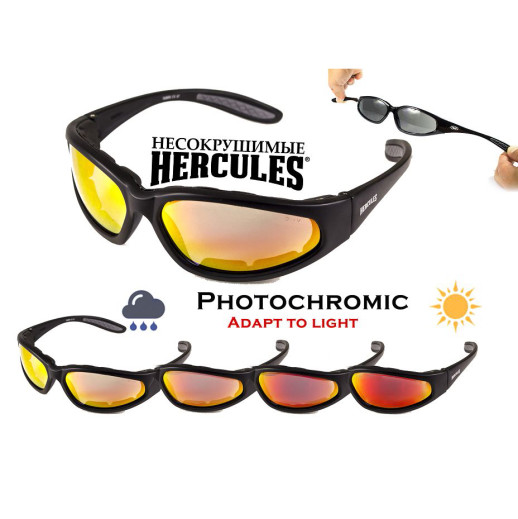 Окуляри Global Vision Hercules-1 Plus Photocromic (G-Tech red) фотохромні дзеркальні червоні