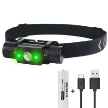 Ліхтар налобний Wurkkos HP300 USB-C Rechargeable 18650 із зеленим світлом, чорний