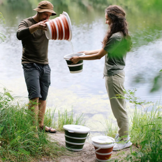 Відро Tribe Water Bucket Lid 5 л силіконове з кришкою T-FJ-0049, terracota