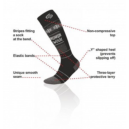 Термошкарпетки InMove Ski Deodorant Thermowool чорний з сірим 38-40