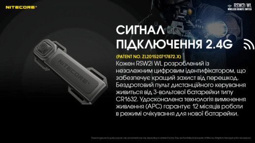 Кнопка тактична, виносна на зброю Nitecore RSW2i WL (бездротова)