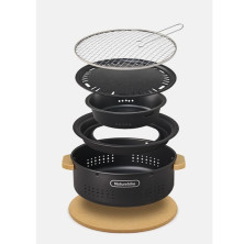 Настільна кругла піч із решіткою гриль та сковорідкою Naturehike CNK2550CF010, 36*32.6*12 см, хромоване залізо